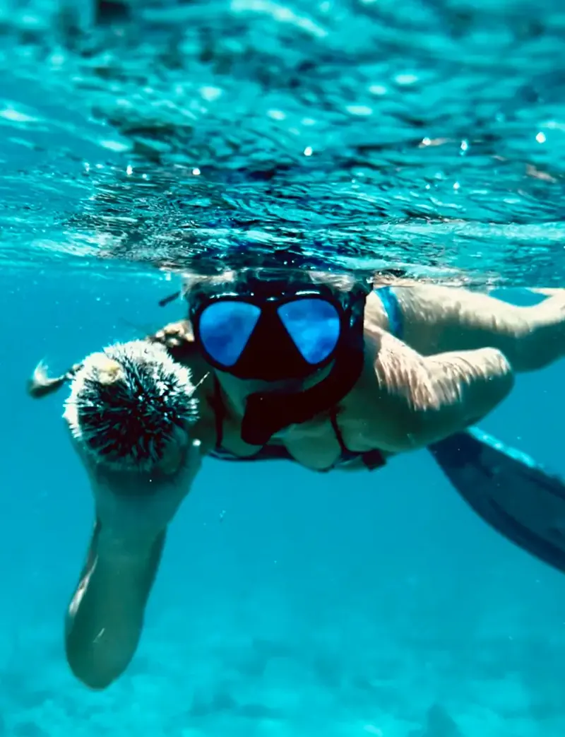 Woman holding a sea urchin